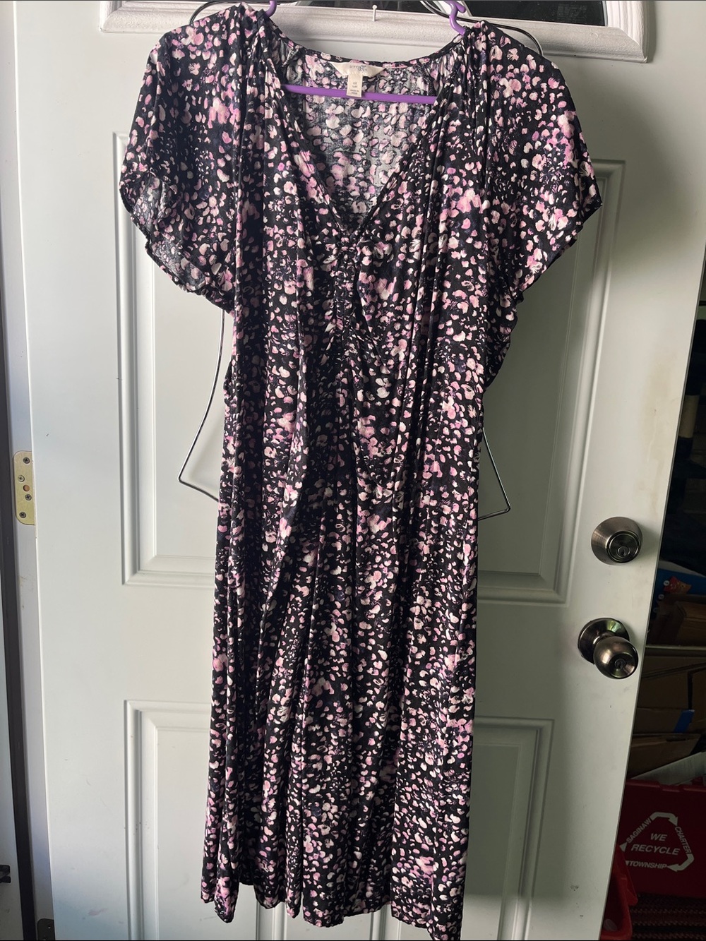 Terra & Sky Black and Pink Midi Dress